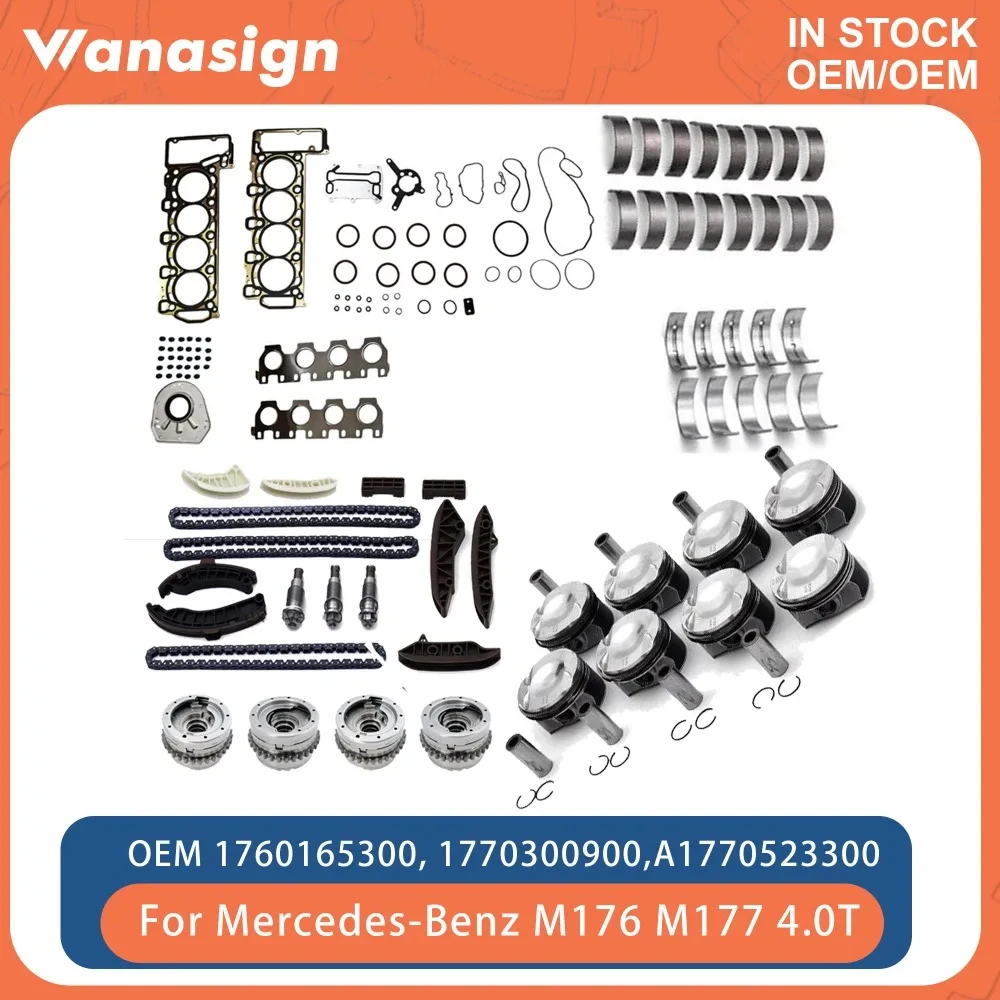 

Комплект для капитального ремонта двигателя подходит для 4.0 T L для Mercedes-Benz W167 S63 G550 C63 E63 S AMG ARAMEX M176 M177 980 4.0T V8 GAS 15-24