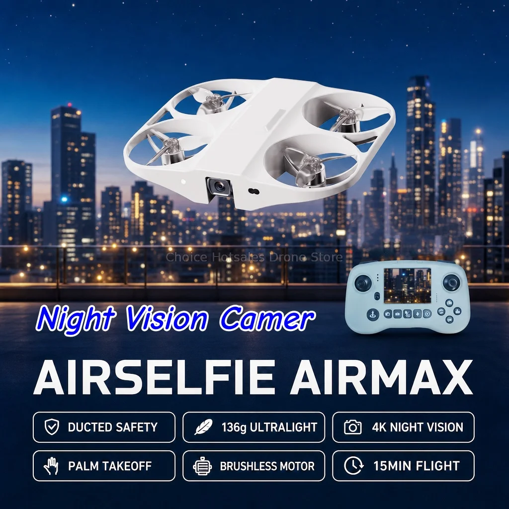 

New Airmax Mini Drone Night Vision 4K HD Camera 2.8"Remote Control Thinest Follow RTH 7.4V Power Aircraft