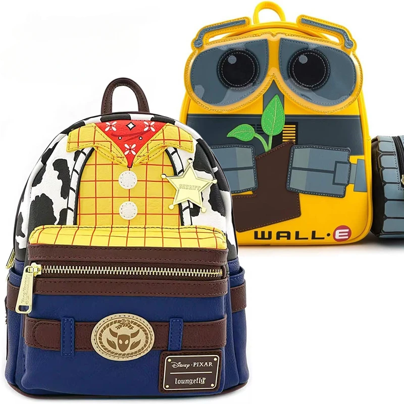 Disney Pixar Toy Story Woody Sheriff Mini Backpack Wall-E Double Strap Shoulder Bag Travel Storage Bag Cosplay Kids Xmas Gift