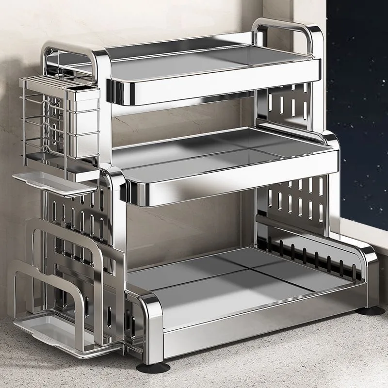 

Stainless steel kitchen seasoning storage rack, chopstick holder, multifunctional salt seasoning jar storage box, seasoning rack