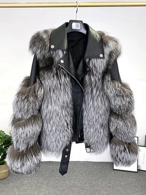 Winter New Real Fox Fur Coats With Genuine Sheepskin Leather Wholeskin Natural Fox Fur Jacket Outwear Luxury Women New