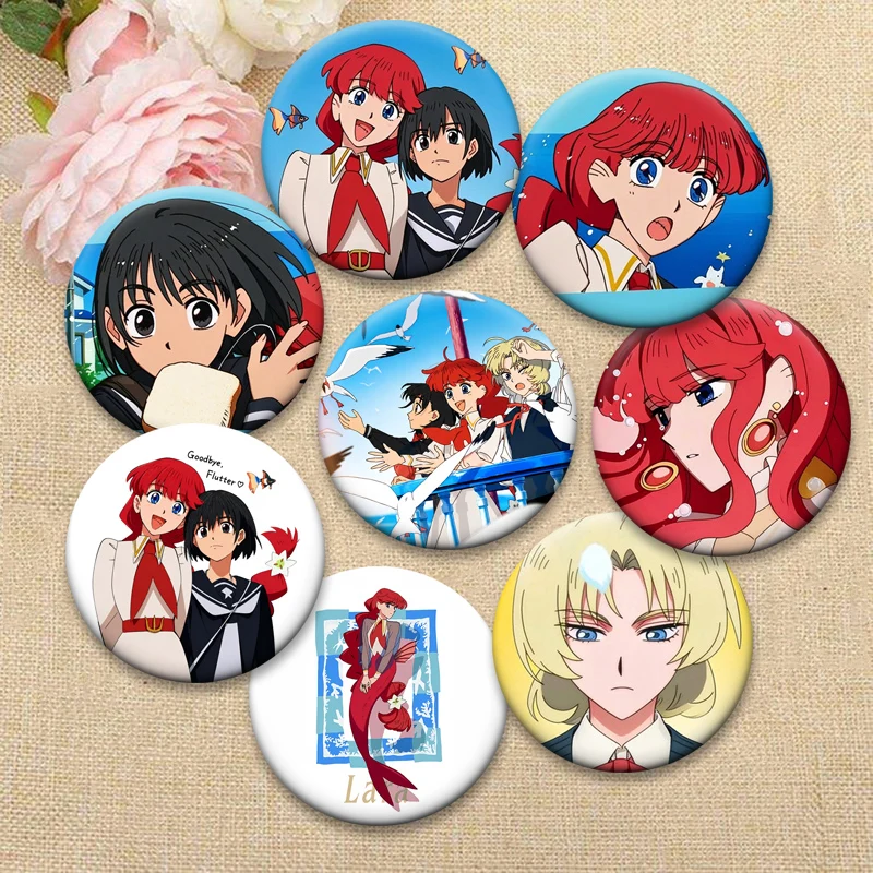 Anime Goodbye, Lara Button Pins Mari Otsu Cartoon Badge 32/58mm Round Handmade Brooches for Backpack Jewelry Accessories Gifts