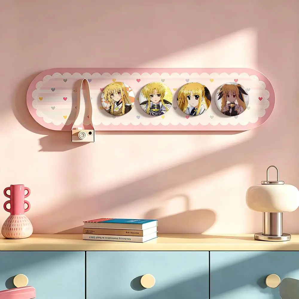 Fate Testarossa Magical Girl Lyrical Nanoha Badges 25 32 44 58 75 Mm Round Cosplay Pin Bag Decor Fans Collect Friends Gifts
