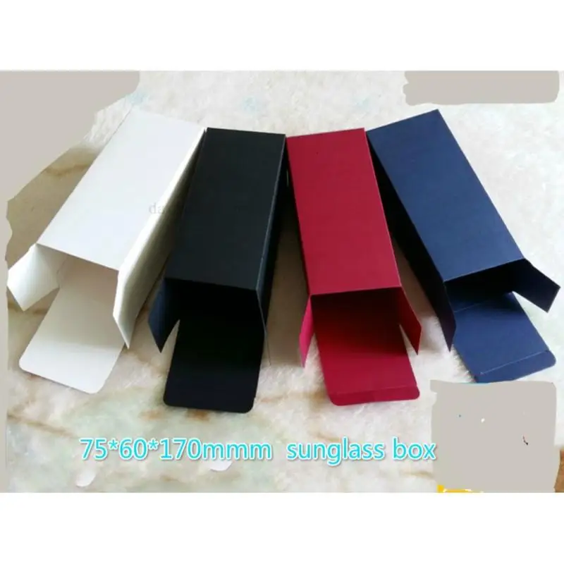 50pcs/lot size 75*60*170mm 2.95*2.4*6.7inch Black White Red Colors Cardboard Box 350gsm Packing Sunglass Boxes 3d Glasses