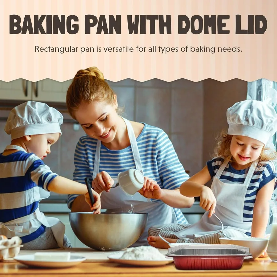 مقلاة بغطاء على شكل قبة - مقالي من رقائق الخبز شديدة التحمل مقاس 11 × 7 بوصة، مثالية للكعك المنزلي والدخول - وعاء كبير آمن للفرن