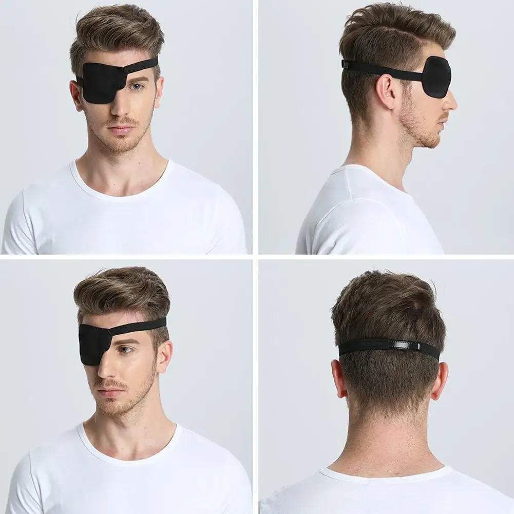 3D eye mask - single eye covering eye protection mask in black with a three-dimensional adjustable buckle for weak eyes