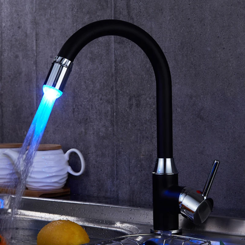 Kitchen LED Temperature Sensitive 7/3-Color Light-up Faucet Bathroom Shower 7 Colors Glow Water Saving Faucet Aerator Tap Nozzle