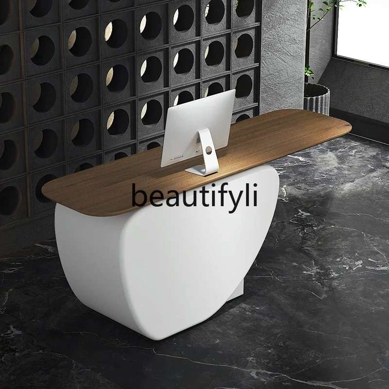 White paint cashier bar counter store front desk reception homestay creative collection desk new model