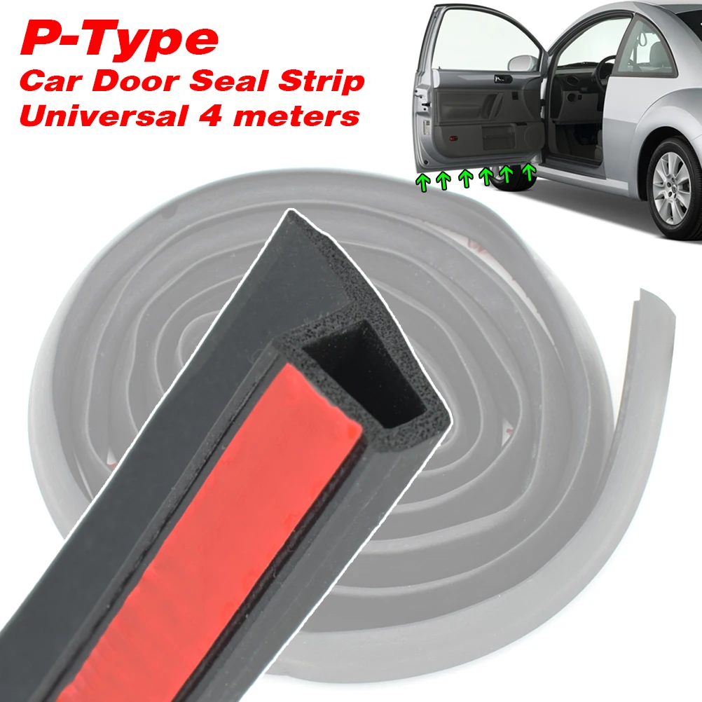 P Type Car Door Edge Seal Strip Rubber Sealing Strips Weatherstrip Anti-dust Rainproof Moulding Filler Sealant Auto Styling 4m