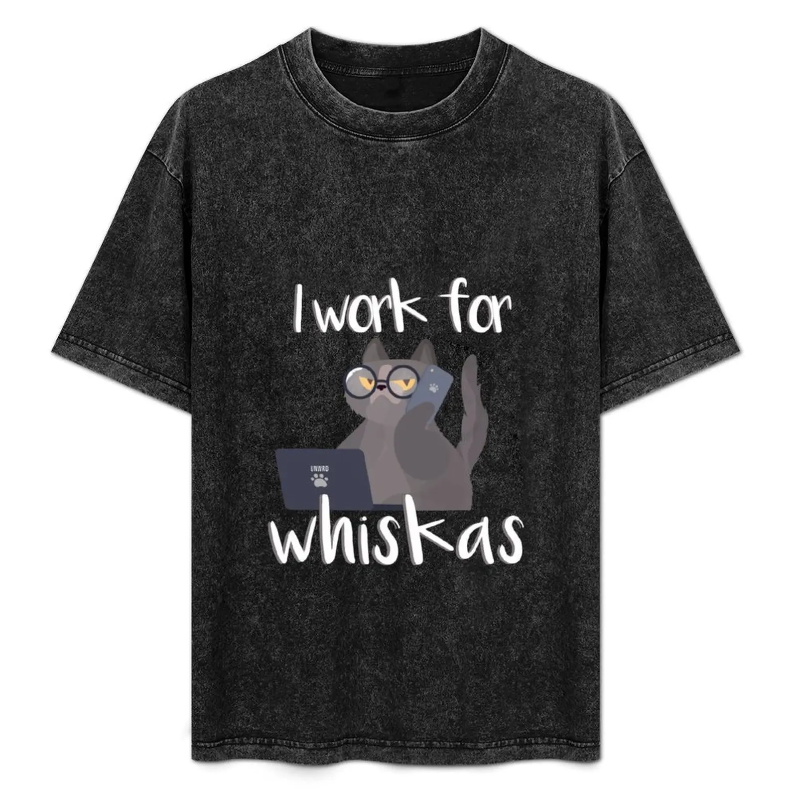 Trabajo para Whiskas - Camiseta básica de manga corta con cuello redondo para gatos