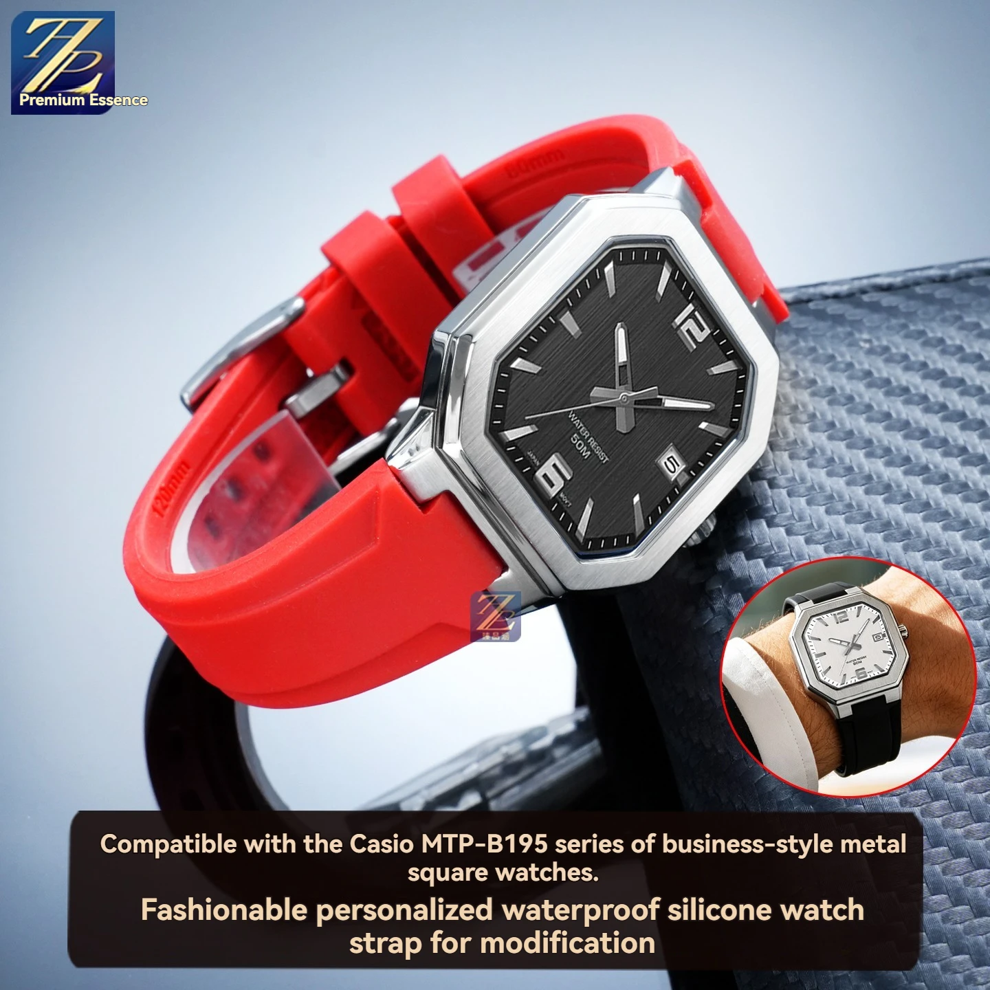 For Casio Small Square Watch 5664 MTP-B195 Series Modified Sports Silicone Strap Male Replacement Bulge Chain Accessories