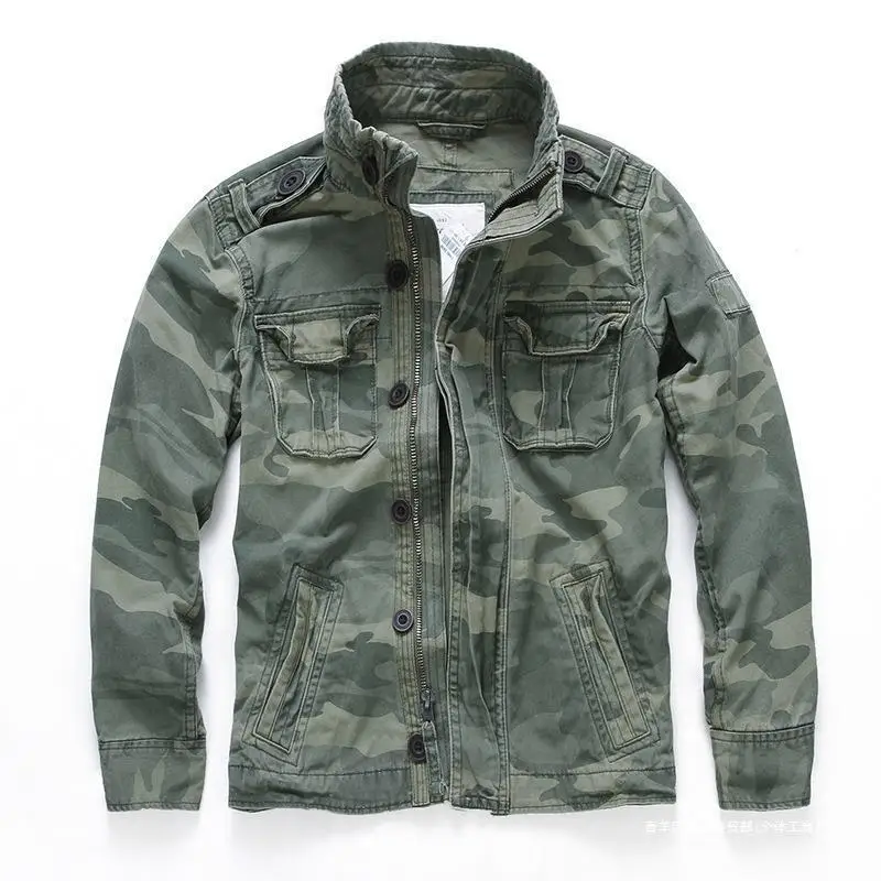 

Men Jacket Men M65 Denim Retro Cargo Jacketes Outdoor Multi Pockets Camo Tops Field Casual Fashion Hiking Coats Uniform SA-3XL