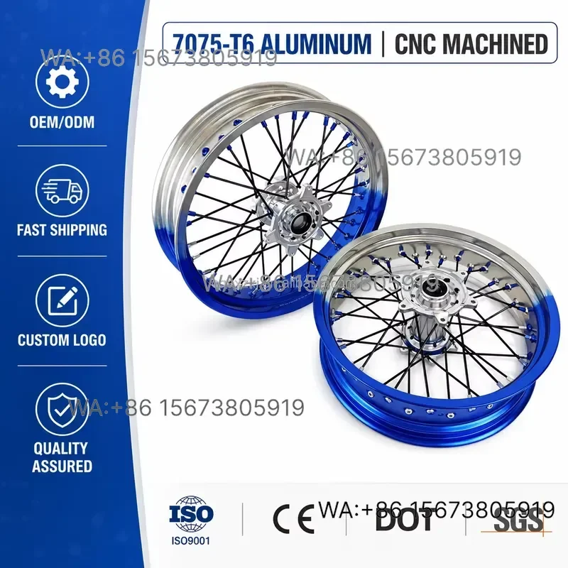 For  Wmwmnu  EXC SXF 125-530cc Supermoto Wheels 17 Inch DOT Certified CNC Aluminum Anodized Rims 2003-2025 Racing Motard