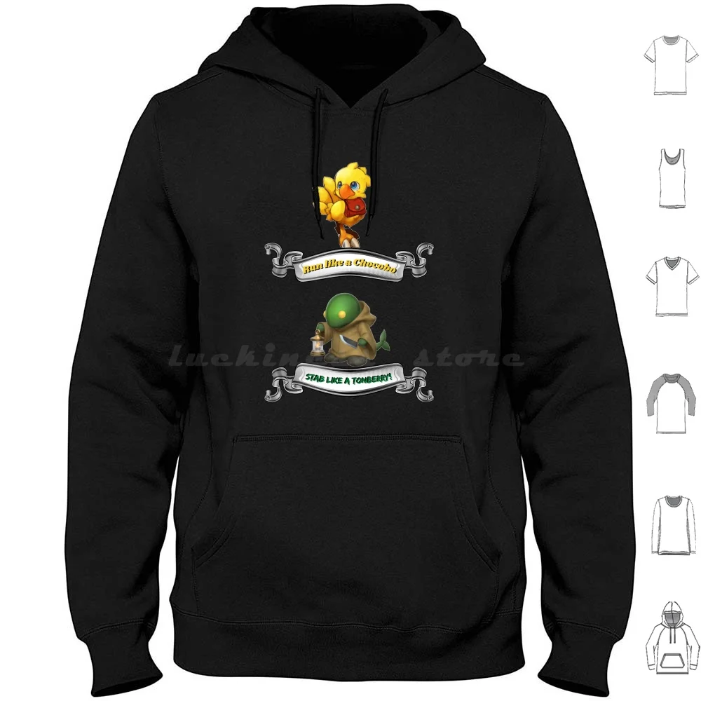 Run Like A Chocobo And Stab Like A Tonberry Final Fantasy 7 Hoodies Long Sleeve Sephiroth Cloud Strife Final Fantasy