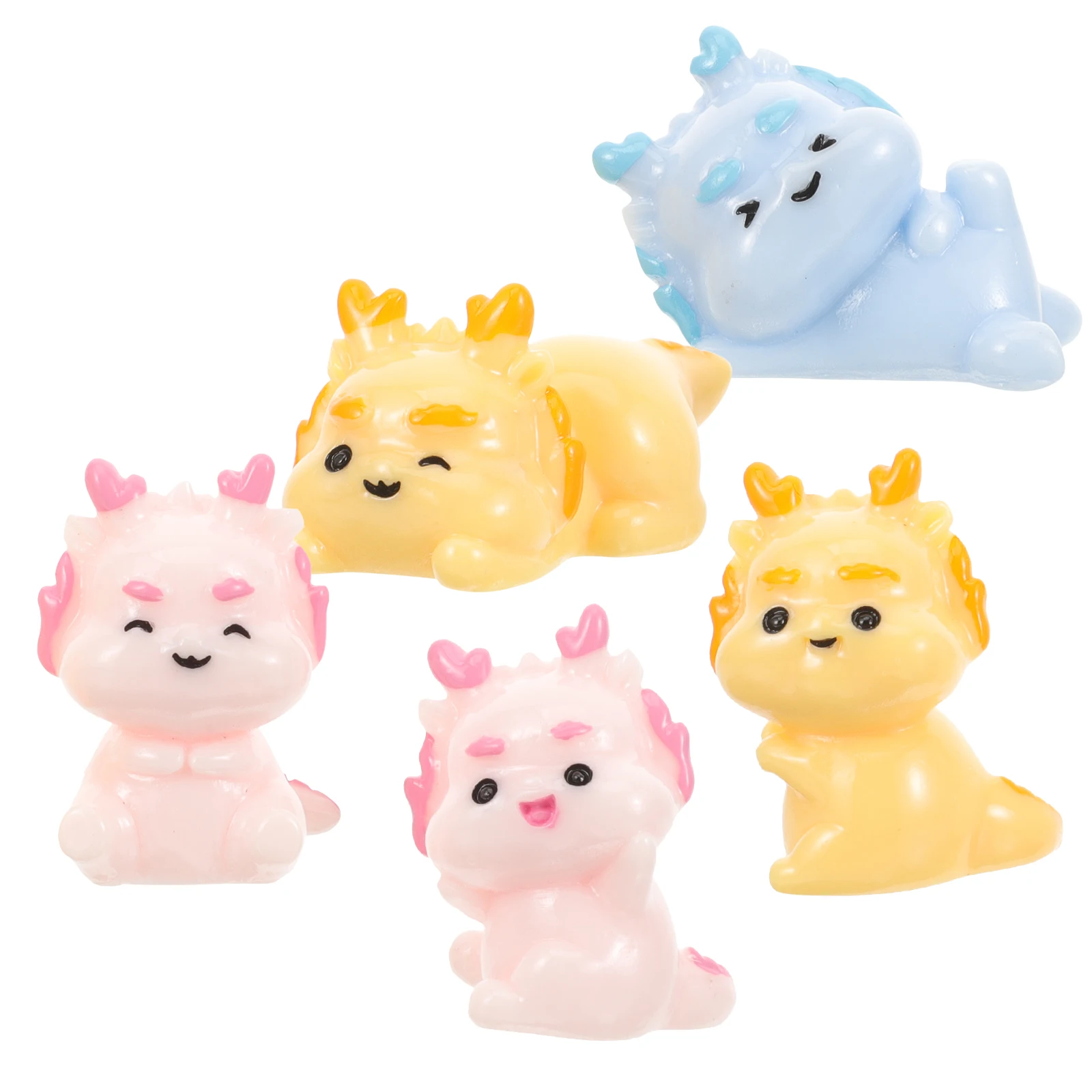 

5 Pcs Ornaments Mini Dragon Figurines Resin Decor Colorful Resin Dragon Ornament Adornment Office Garden Gifts