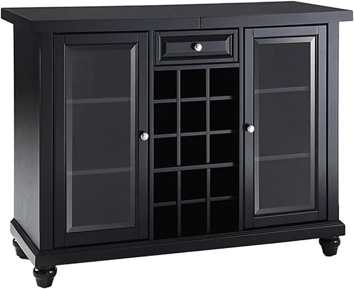 Gabinete de bar superior deslizante Cambridge con estantes de almacenamiento, cajón y estante para vinos, negro