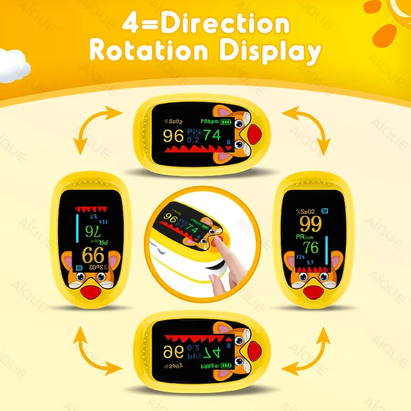 ABX Rechargeable Child Finger Pulse Oximeter TFT Display Strap Lanyard Blood Oxygen Saturation Meter Children Kids Oximetro SPO2