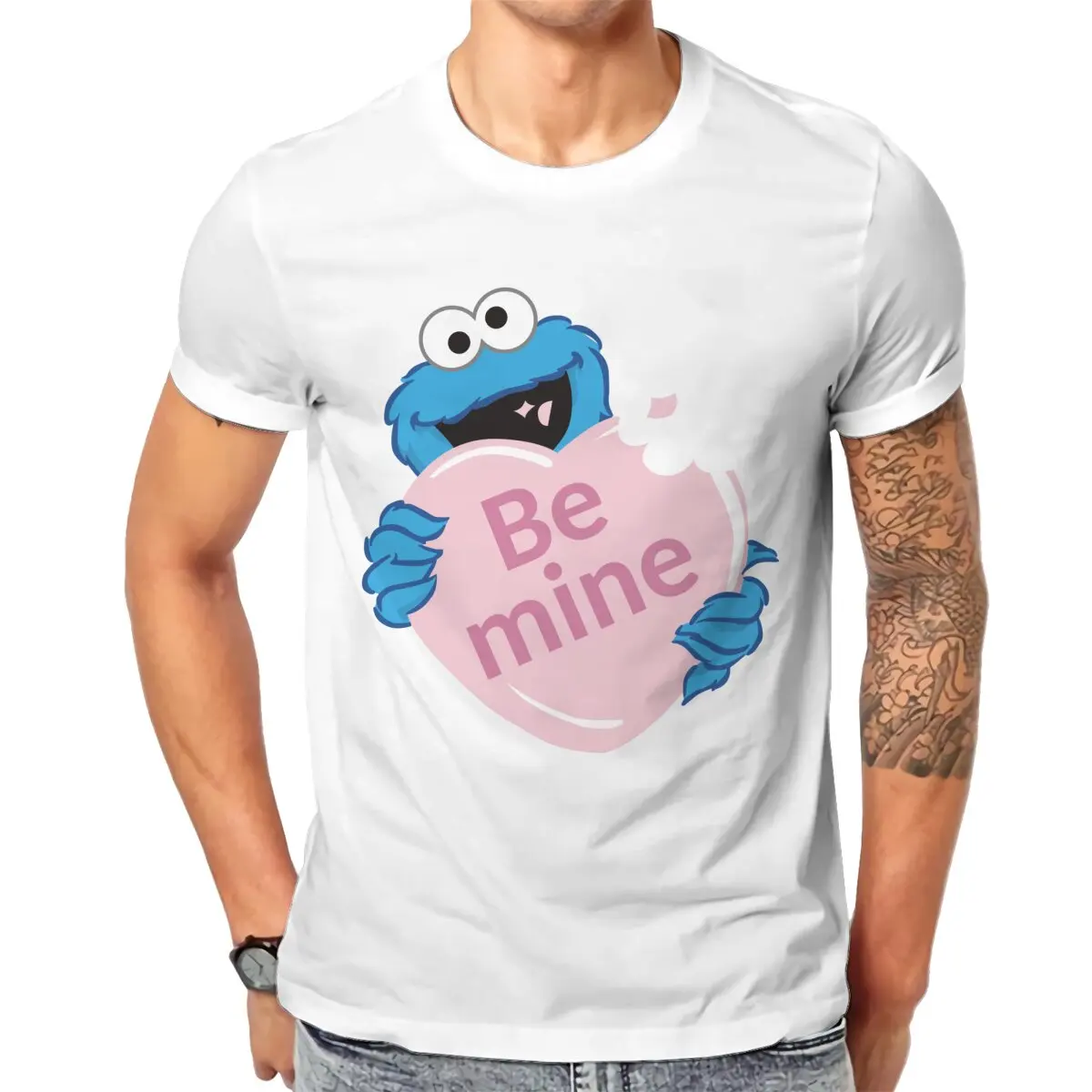 Men Cookie Monster Sesame Streets Printing graphic t shirts Men's polyester long sleeved T-shirt  breathable Men's clothing