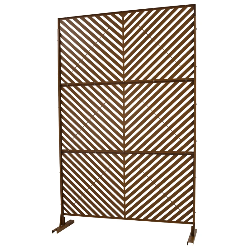 Outdoor & Indoor Privacy Screen Metal Privacy Screen 76" H×48" W, Freestanding Decorative Privacy Screen for Deck Balcony Patio, Privacy Fence Panels for Outside Lawn Garden PS113 BROWN view 4