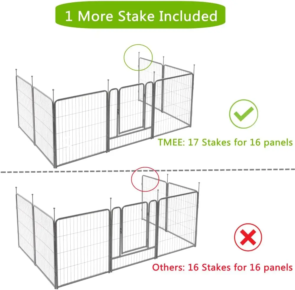 Garden Fence 16 Panels 36ft×32in Decorative Garden Metal Fence with 2 Gates Outdoor Landscape Animal Barrier Dog Pet