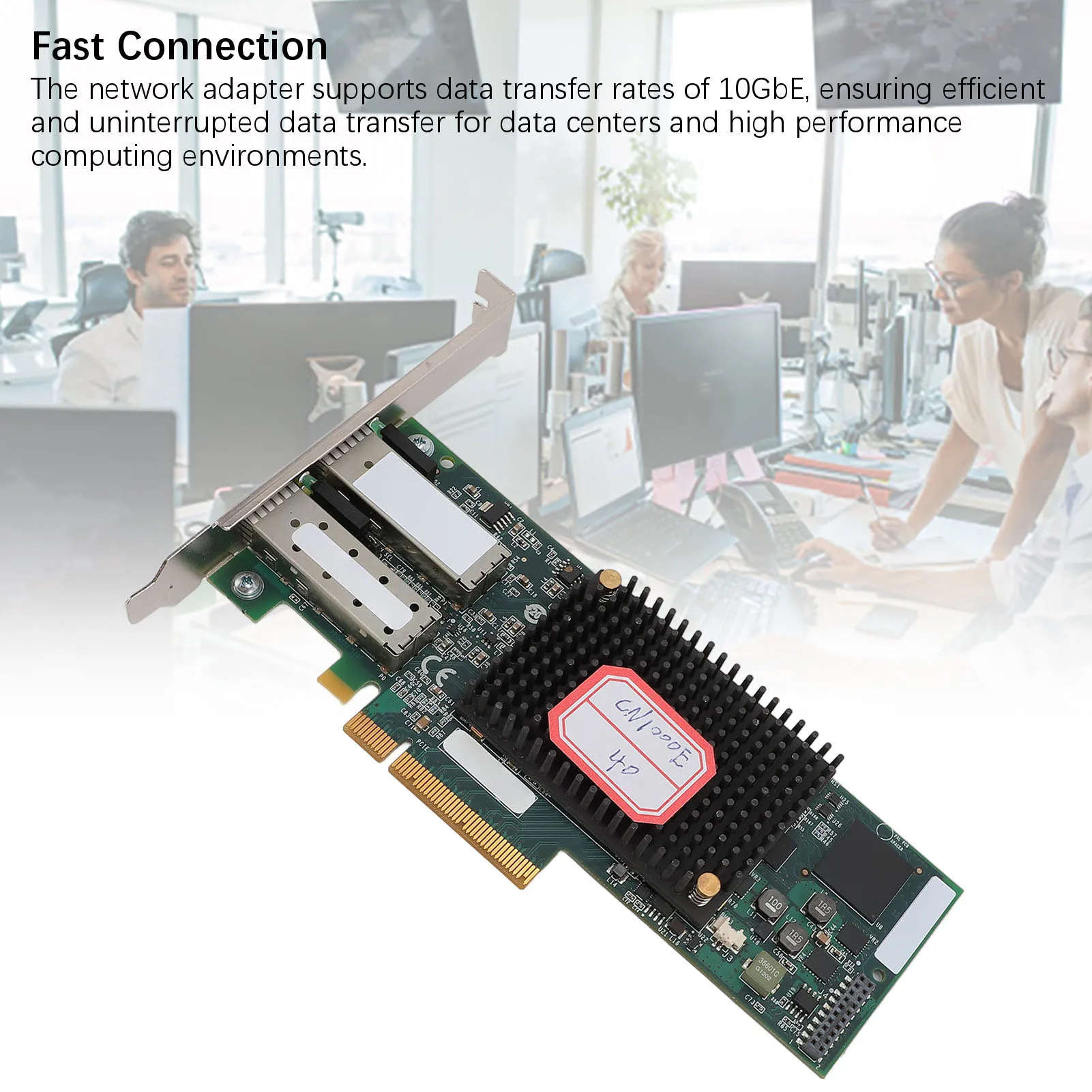 อะแดปเตอร์เครือข่าย PCIE 10GbE การถ่ายโอนข้อมูลการ์ดเครือข่าย PCI Express เข้ากันได้สูงการเชื่อมต่อที่เสถียรอินเทอร์เฟซ PCIe X8 สําหรับพีซี
