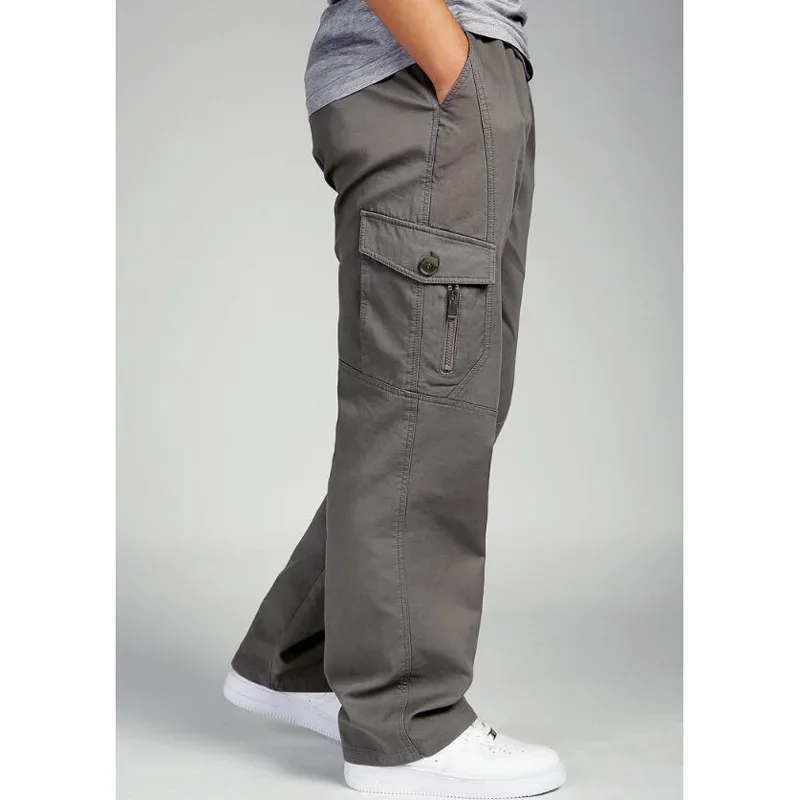 

Men Thicken Pants Autumn Winter Casual Loose Overall Overalls Cotton High Waist Cargo Pants Mans Trousers