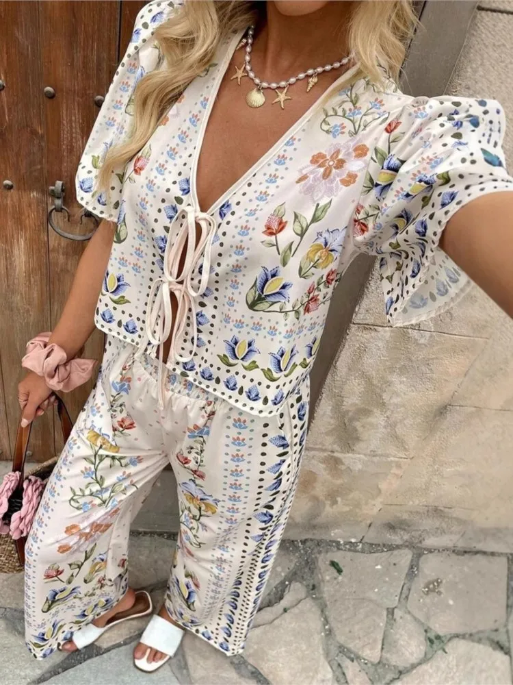 

2025 Summer New Sets Women's Fashion Versatile Vest Tops And Wide Leg Trousers 2 Piece Casual Loose Set Female Fashion Clothing