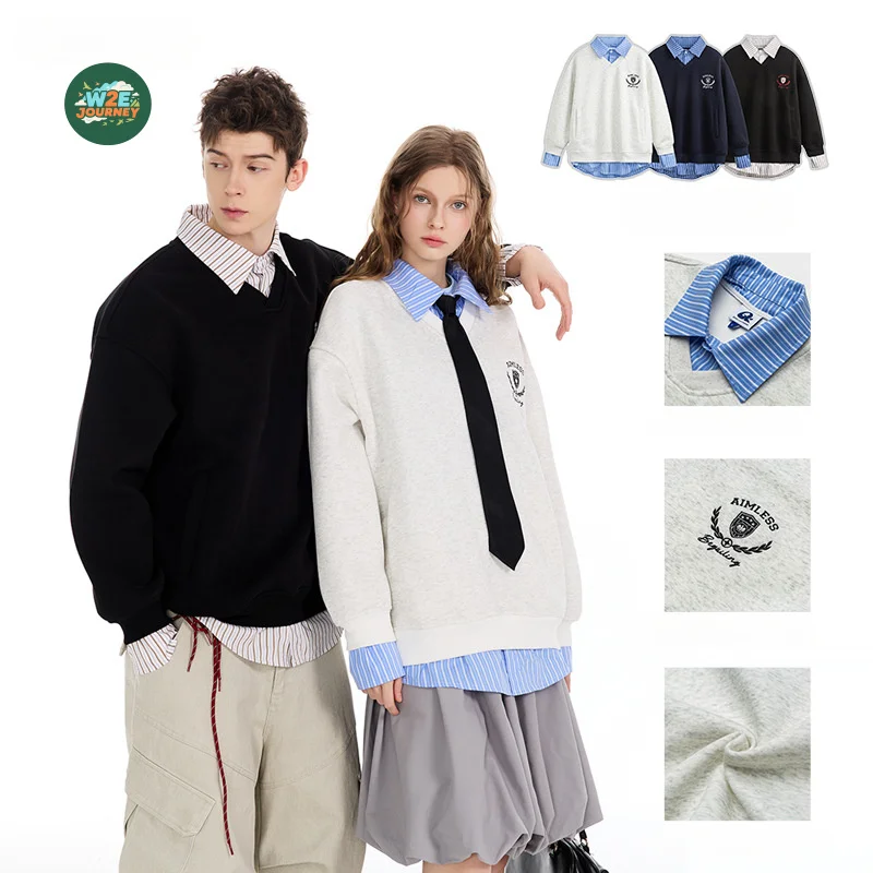 

W2EJOURNEY Top Quality EU US Size Trendy Casual Colleague Crewneck Long Sleeve Cozy Knit Pullover Sweater Tops Winter Clothing