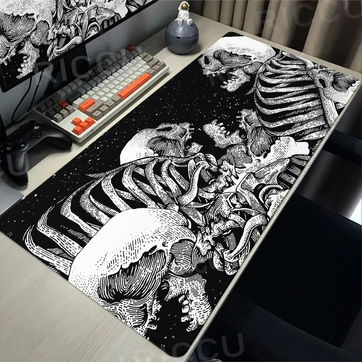 

Black White Skull Gaming Mouse Pad Large Mousepad XXL Table Mat Anti-slip Keyboard Accessories Office Laptop Desk Mats Gamer Rug