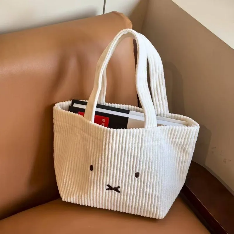 Tas Tote Wanita Miffy Tas Tangan Bordir Korduroi Tas Tangan Kapasitas Besar dengan Sentuhan Mewah Tas Komuter Praktis dan Nyaman Baru