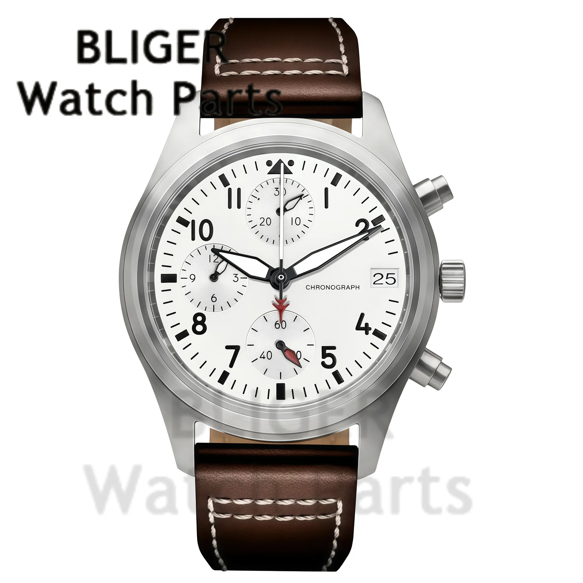 

BLIGER Pilot Quartz Watch 38mm Multifunction Chronograph Domed Sapphire Glass Luminous Brushed Steel Diver VK67A Men Wristwatch