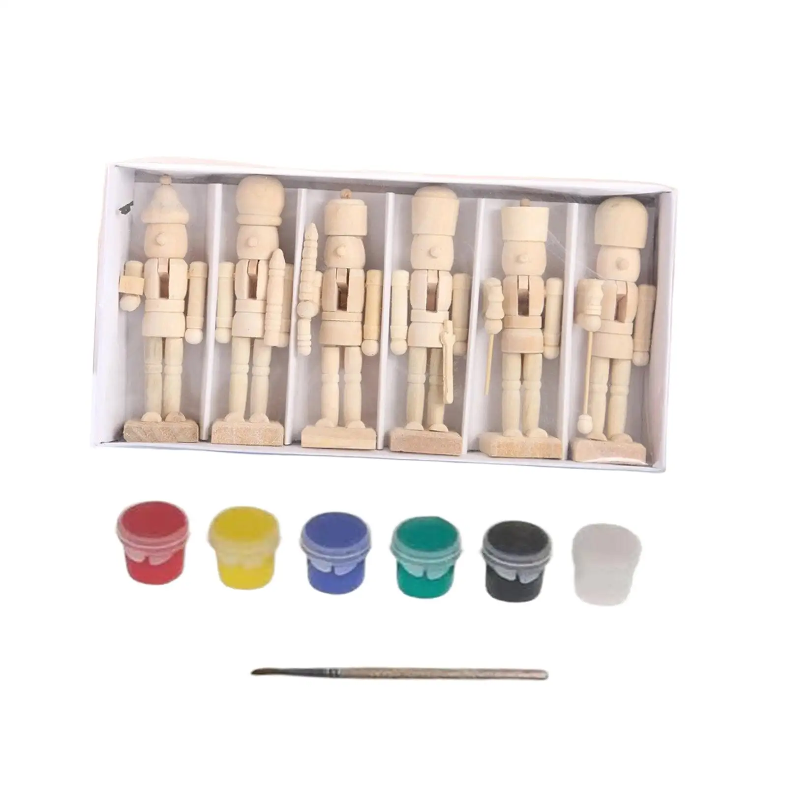 6x DIY Wooden Christmas Nutcrackers Paintable for Holiday Bedroom Office 6x DIY Wooden Christmas Nutcrackers Paintable for Holiday Bedroom Office