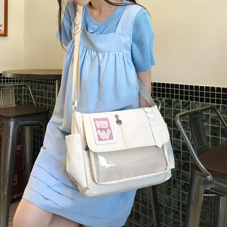 Japanese Ins Versatile Cute College See-Through Bar Pain Bag Student Shoulder Strap Postman Bag Female