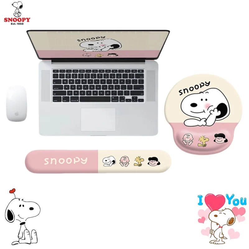 

Disney Snoopy Mouse Pad Wristband Cute Three-dimensional Keyboard Hand Rest Desk Pad Silicone Esports Office 3D Soft Cushion