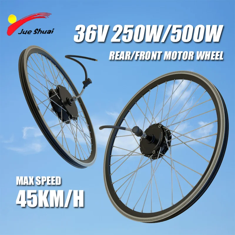 36V 250W 500W Electric Bike Motor Wheel Max Speed 45KM/H Electric Bike Conversion Kit 20