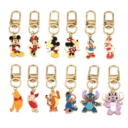 Disney Cartoon Metal Keychain, Mickey Mouse, Minnie, Lilo e Stitch, Winnie The Pooh, Figuras do anime, Ornamento pendente, Chaveiro