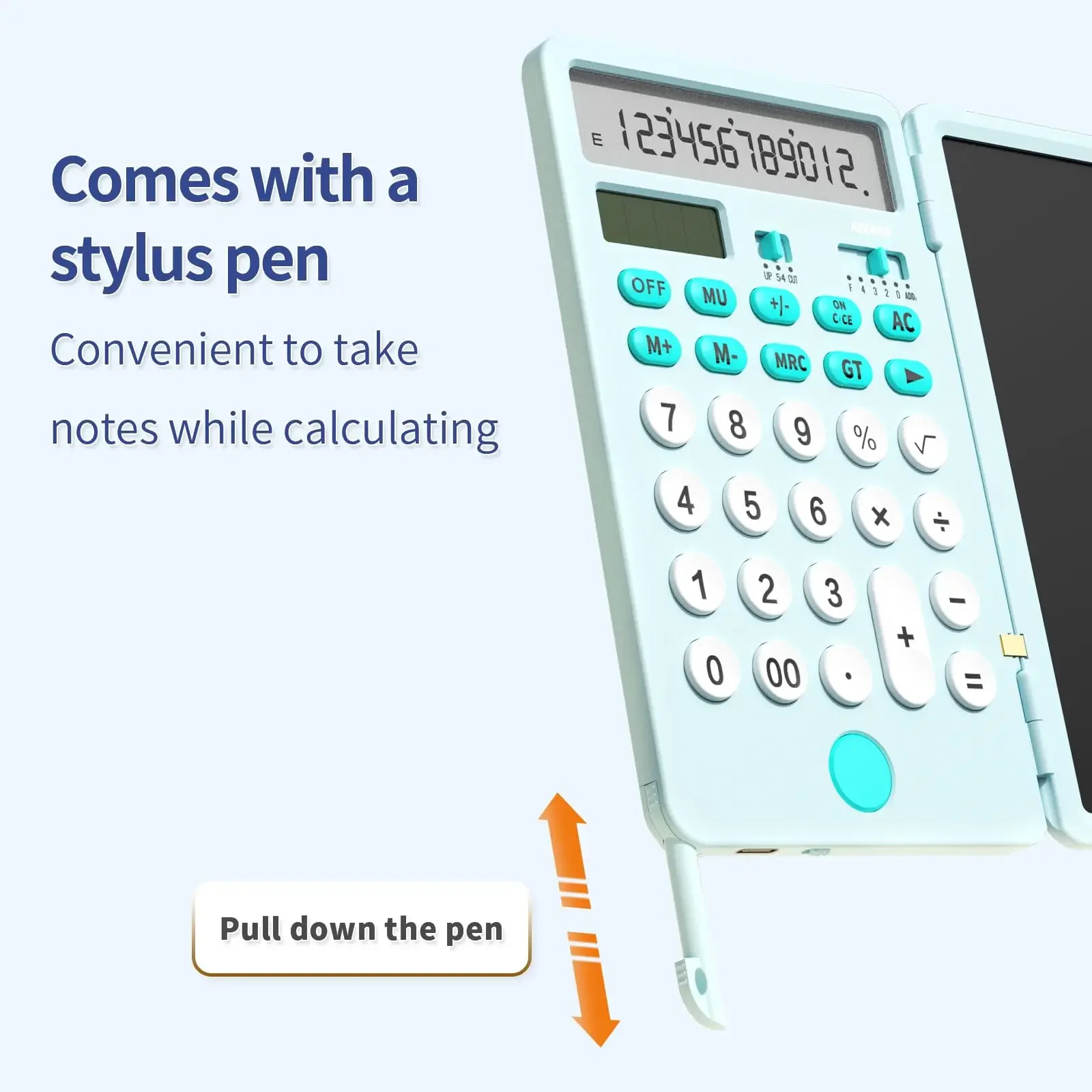 Calculator with Notepad Basic Calculator with Writing Tablet 12 Digits Large Display Solar Power Desk Calculator Office School