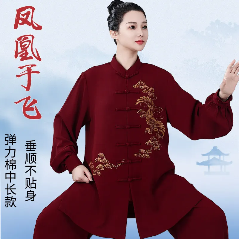 Women's Unisex Tai Chi Suit Premium Longline Design Martial Arts Baduanjin Performance & Competition Training Wear