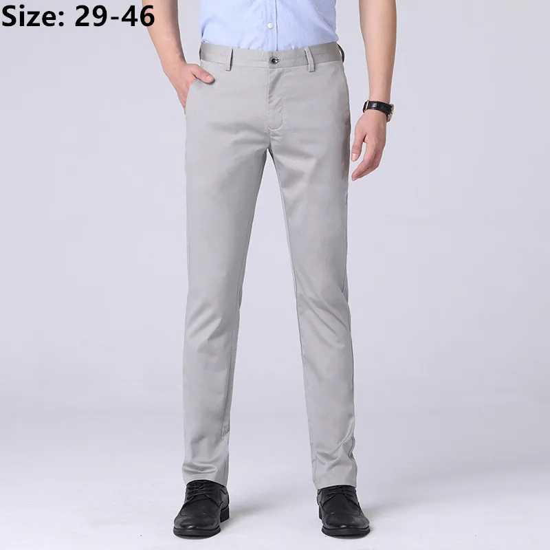 

Men Summer Office Business Suit Pants Plus Size 46 44 42 Ice Silk Dress Formal Thin Slim Fit Stretched Non-ironing Male Trousers