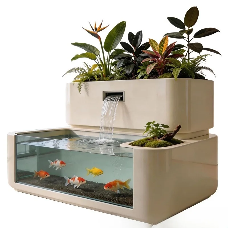 Aluminum alloy balcony fish pond flowing water fountain outdoor courtyard flowing water landscape water system fish tank flower