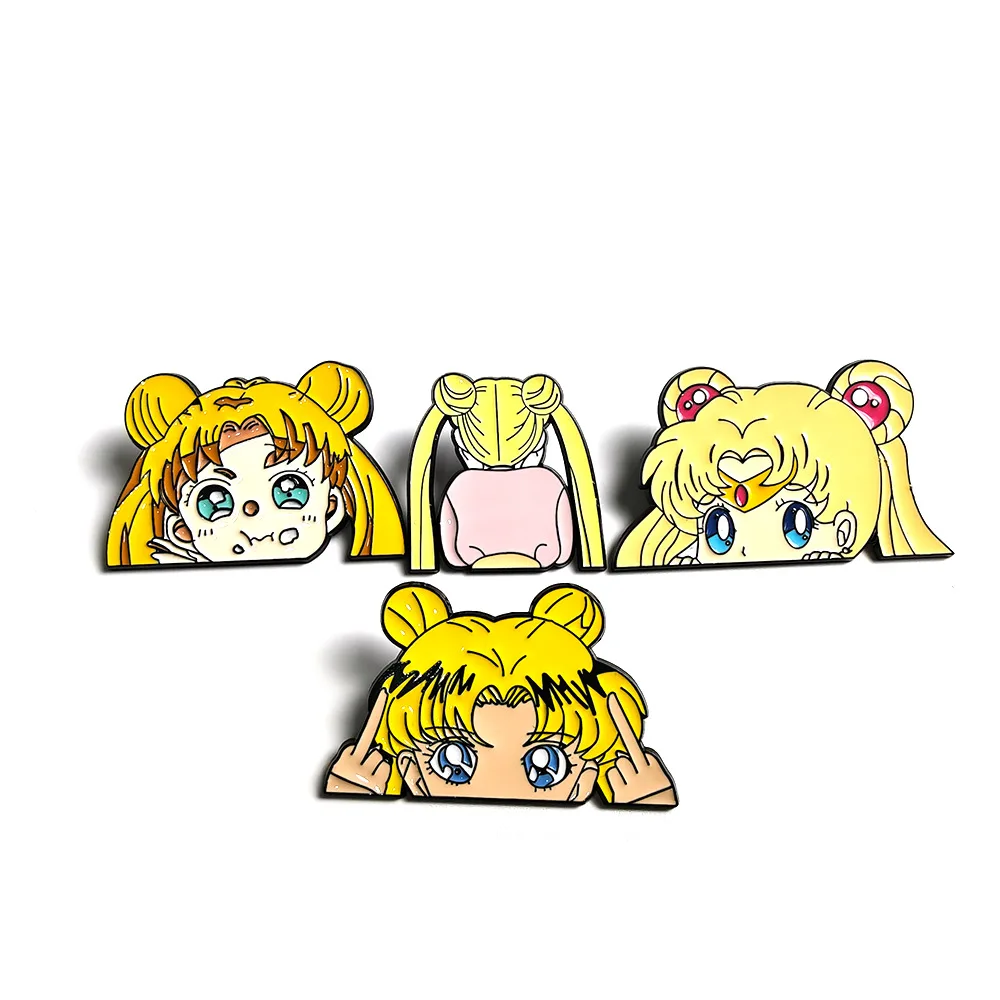 لطيف بحار القمر المينا دبوس Usagi Tsukino بروش التلبيب شارة بدبابيس على ظهره الملابس والاكسسوارات أنيمي مجوهرات هدايا عيد الميلاد #1