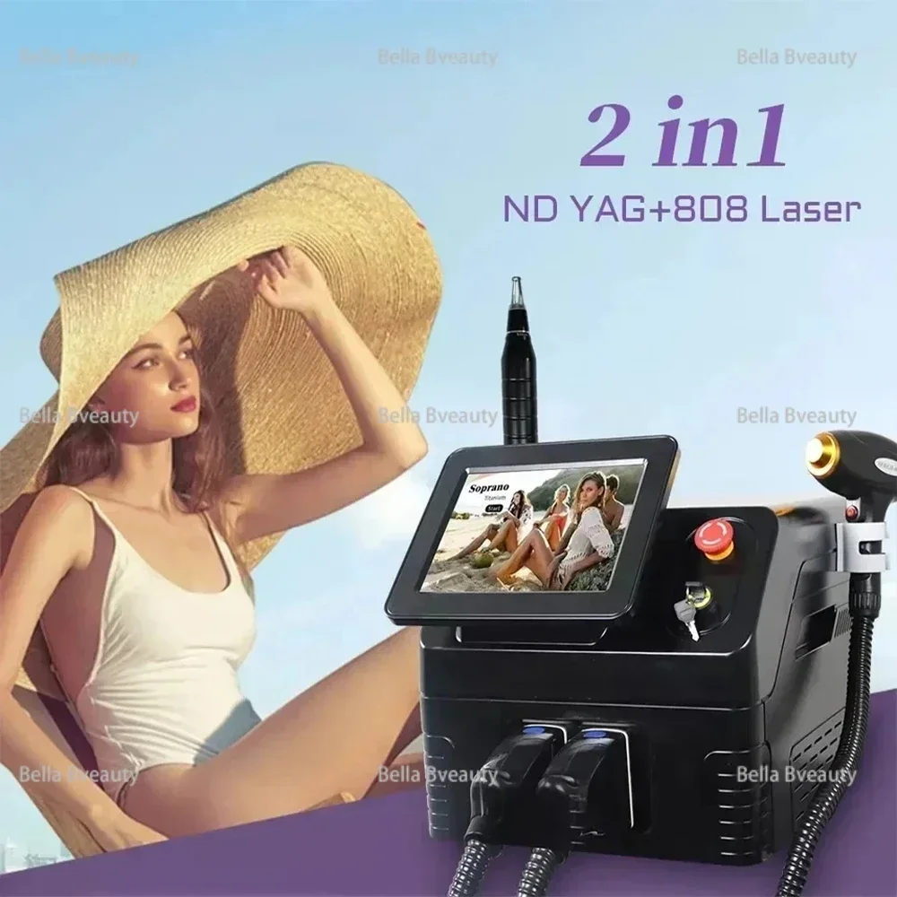 2024 3000W 808 diode Laser permanent Portable 2 in 1 picosecond laser tattoo removal and hair removal switched machine