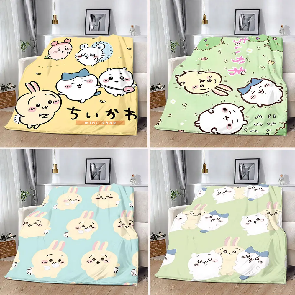 Cartoon C-Chiikawa Printed Blanket Picnic Blankets Warm Blanket Soft and Comfortable Blanket Home Travel Birthday Gift