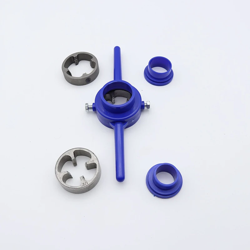 6PCS Plastic Pipe Thread Die Kit, Plumbing Thread Manual Tools Water Pipe Die Tap Wrench Die Set Power Tools Accessories 
