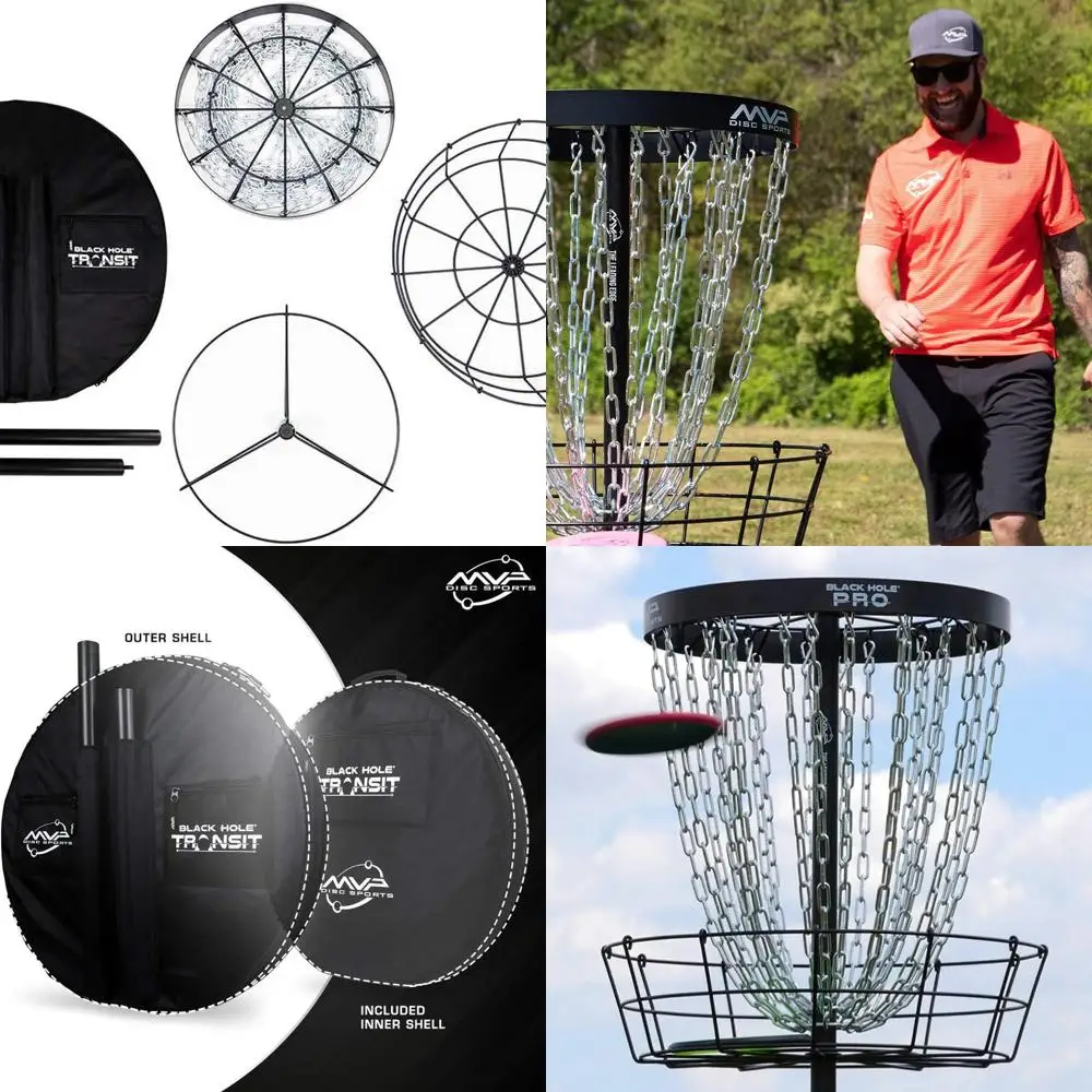 

Портативная корзина для гольфа Black Hole Pro с 24 цепями и сумкой Transit