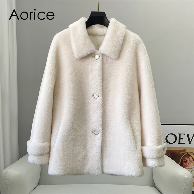 

Aorice Women Winter Real Wool Fur Coat Jacket Female Girl Sheep Shearing Coats Lady Over Size Parka Trench CT240