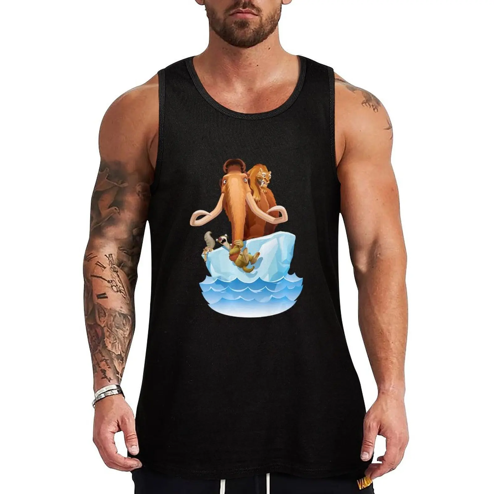 Camiseta sin mangas Ice Age Manfred Diego Sid y Scrat on Iceberg, camiseta sin mangas de secado rápido, transpirable, ligera, sin mangas