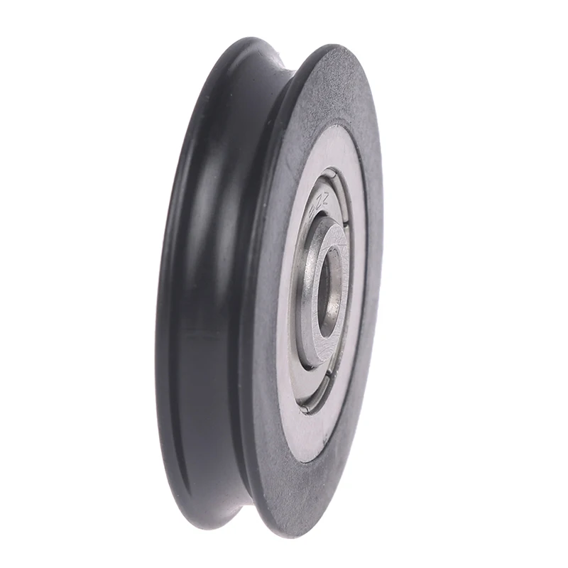 6*39*8mm Shift Door Pulley Concave Wheel U Groove Wire Rope Over Line Wheel, Rubber Wrapped Plastic Nylon Bearing Roller