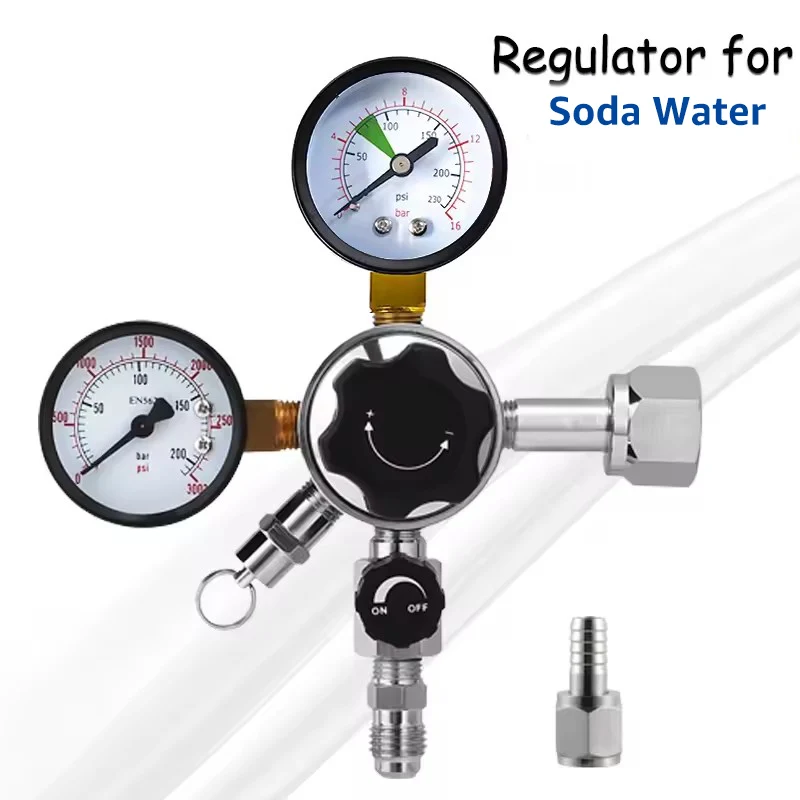 Profesjonalny regulator CO2 do wody sodowej, regulator butli z gazem sodowym 0-160 Psi, niezależny zawór sterujący, stabilne gazowanie W21.8