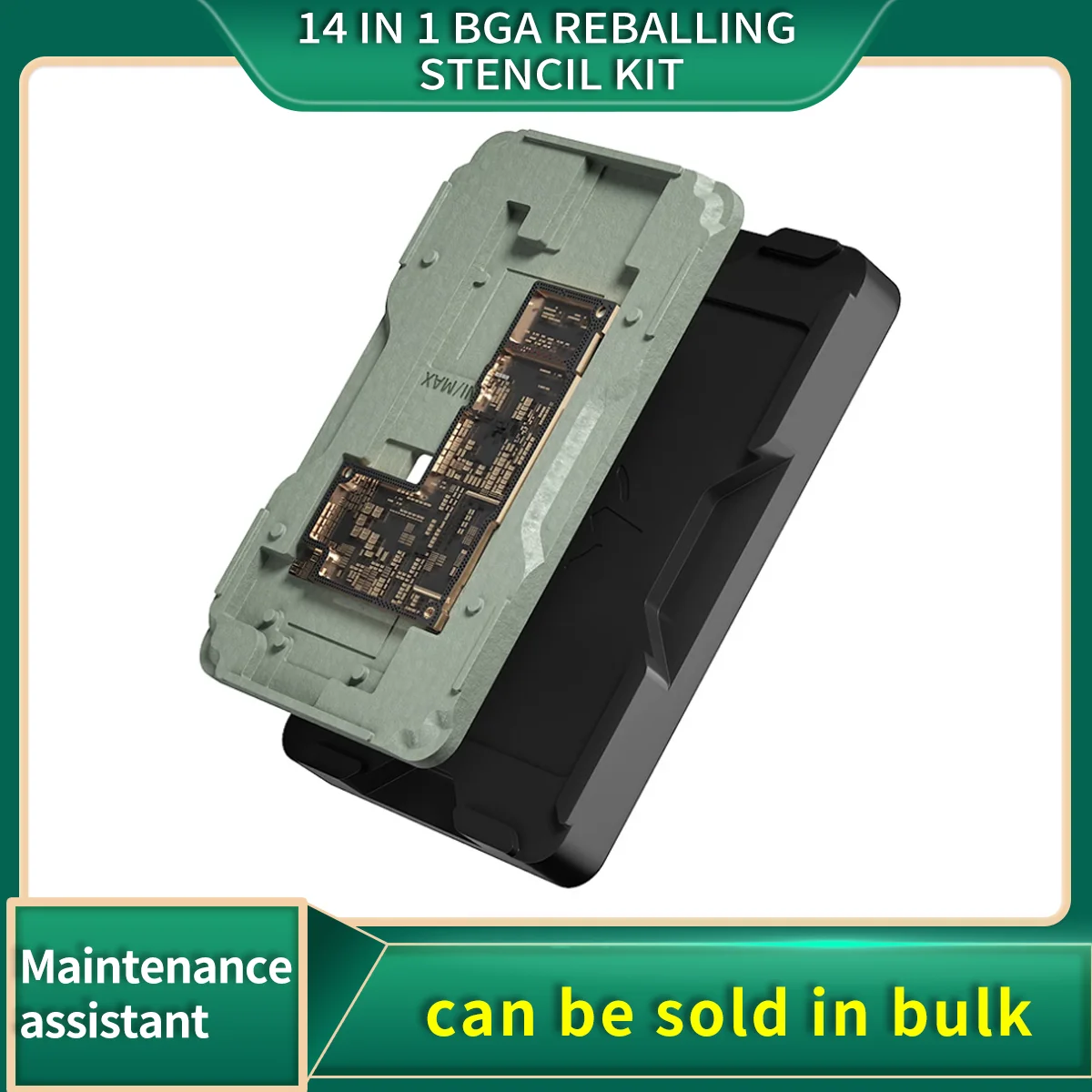 14 IN 1 BGA Reballing Stencil kit For iPhone X-13mini/13 Pro Max Motherboard Middle Layer Planting Tin Plate With Fixture Base